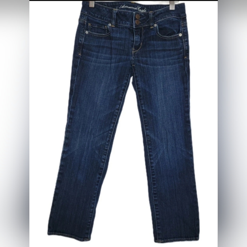 American Eagle  AE Artist Stretch Blue Denim Jeans Size 2 Regular Straight Leg